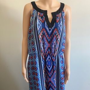 3/$35 Luxology  XL blue print sleeveless maxi dress